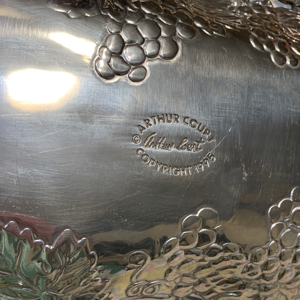 Vintage Arthur Court 1995 Silver Rectangular Grape Motif Tray - Picture 2 of 14
